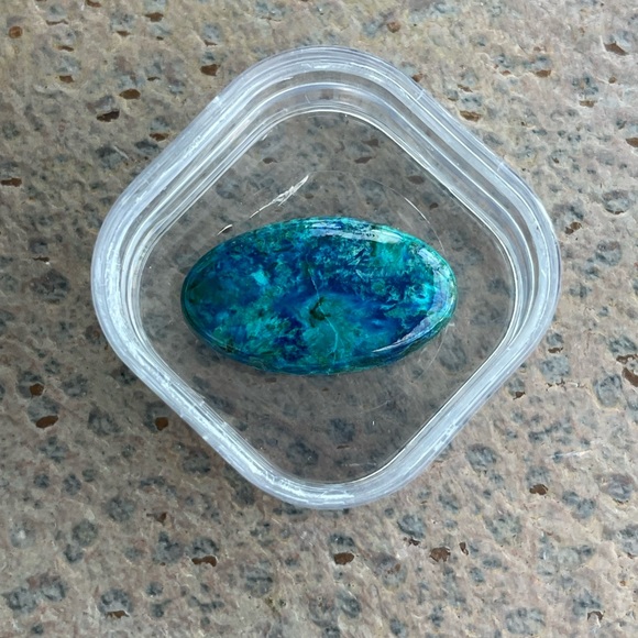 Premium Turquoise Blue Chrysocolla Oval Cabochon Stone 15.48 carats.
